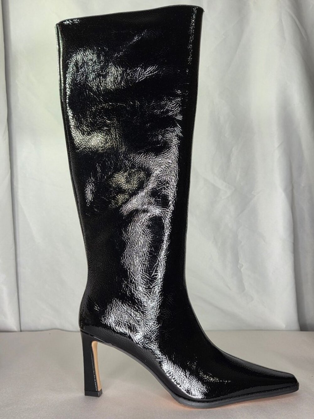 MICHAEL Michael Kors Darrah Heeled Boots - Crinkled Black Patent, Size: 9.5 WS